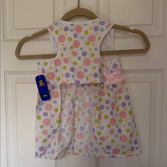 Top Paw Polka Dot Dog Dress - Pink, Purple, Green, White - Large - Picture 2 of 4